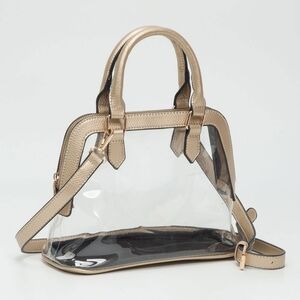 Gold Structured Transparent Clear Handbag Crossbody Bag Purse Leather